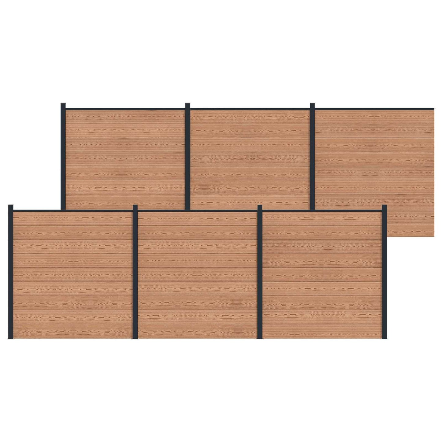 Gjerdeplate 6 pcs WPC og Aluminium Brun