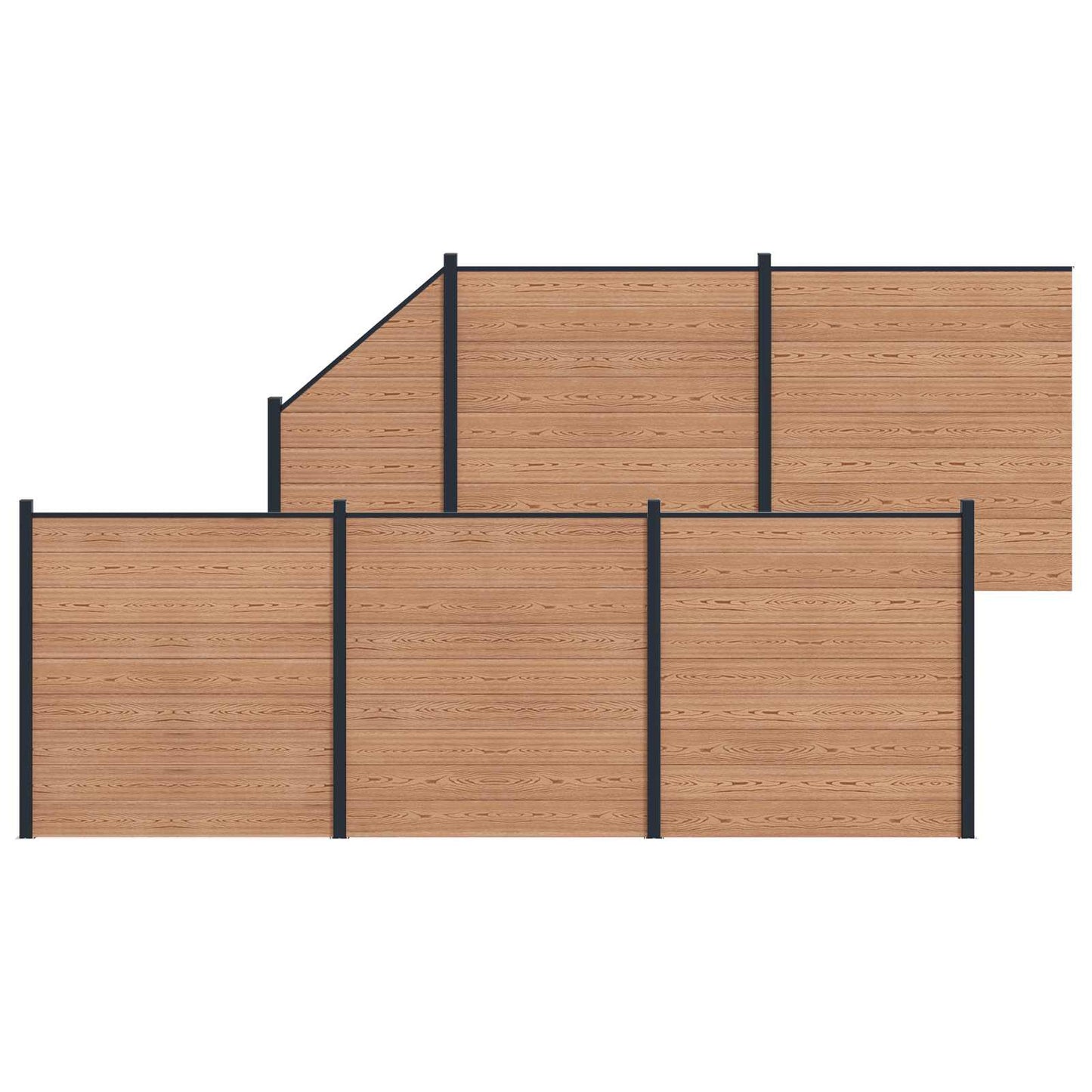 Gjerdeplate 6 pcs WPC og Aluminium Brun