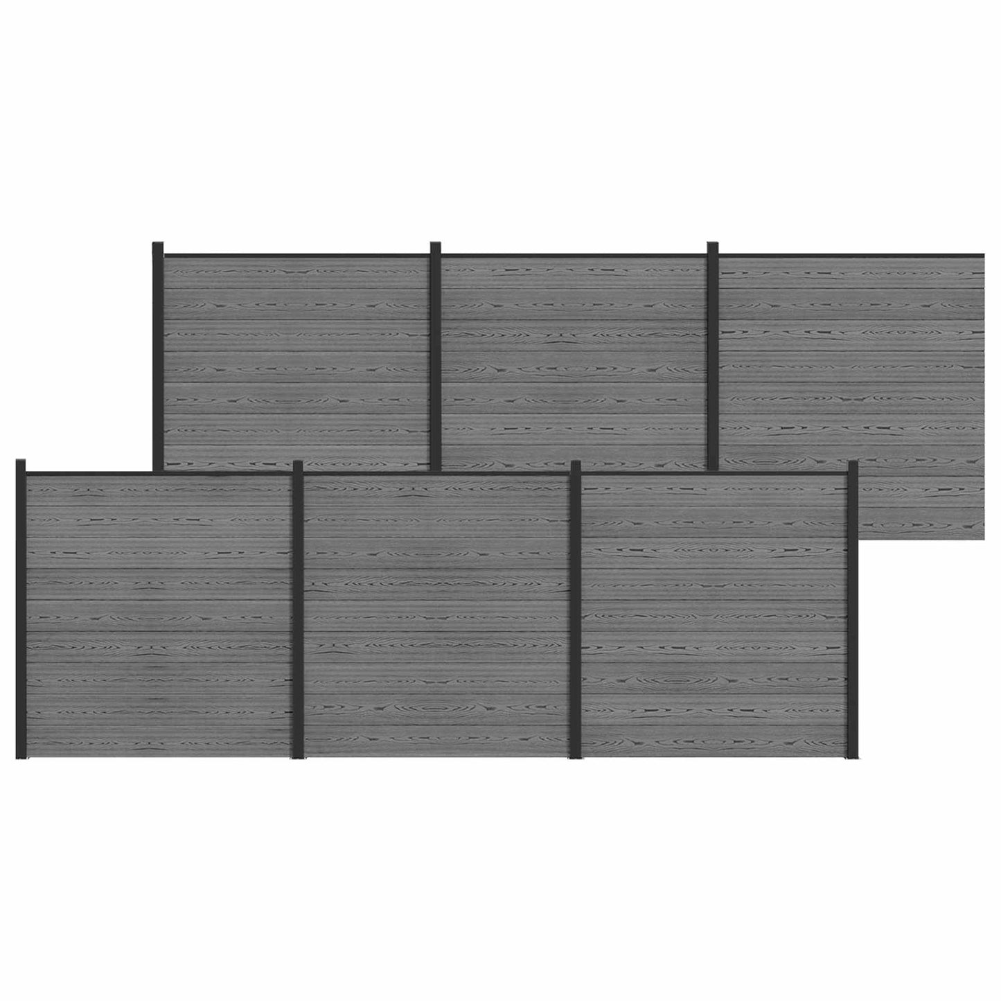 Gjerdesett 1045 x 186 cm WPC og Aluminium Grå