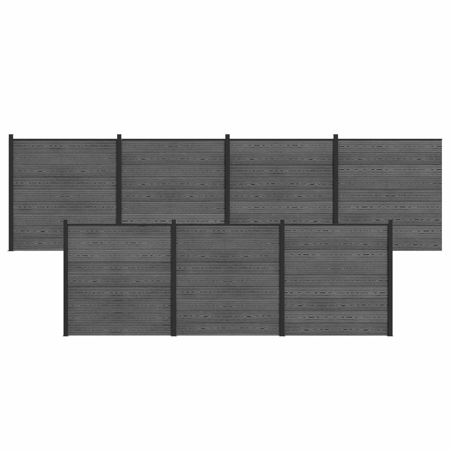 Gjerdeplate 7 pcs WPC og Aluminium Grå