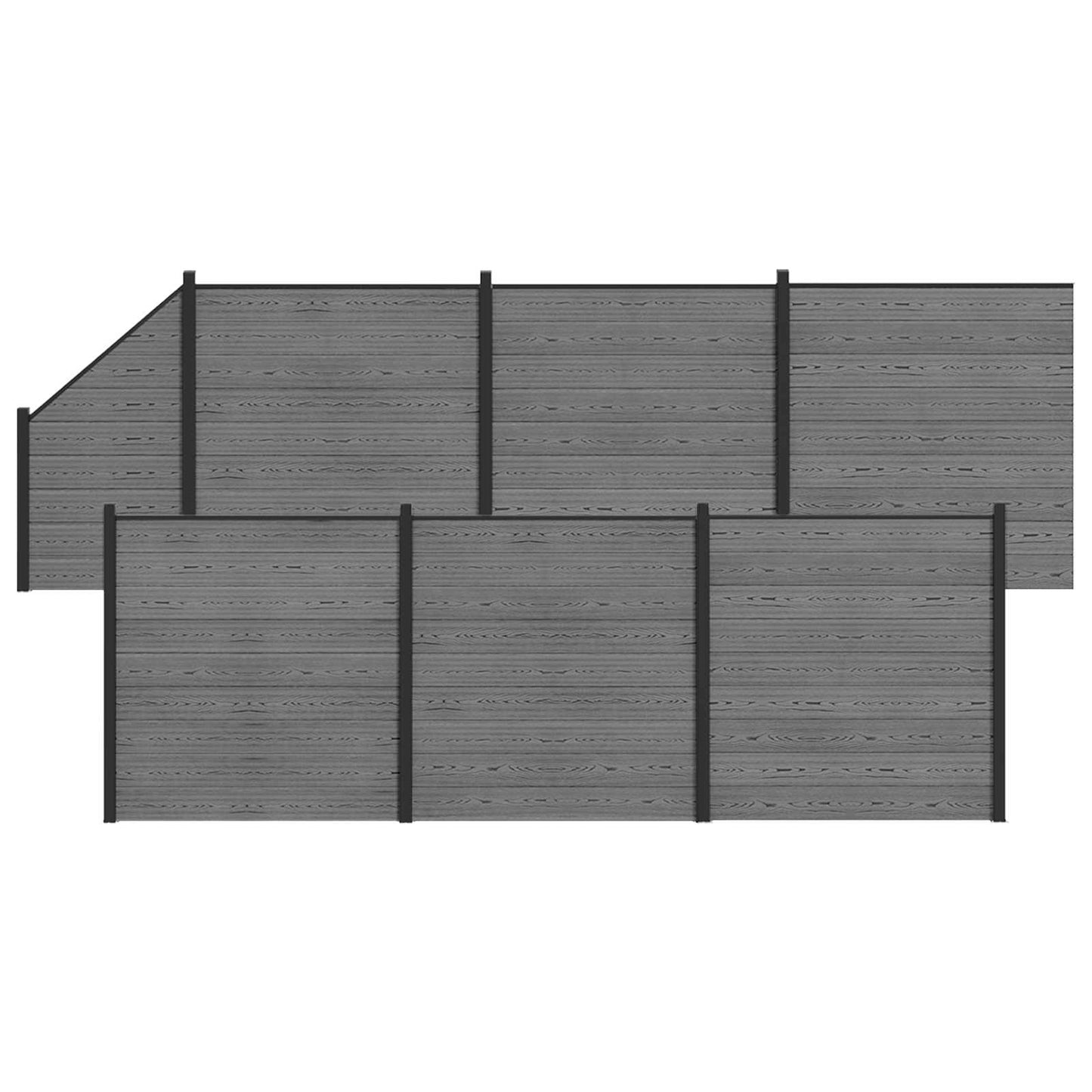 Gjerdesett 1138 x 186 cm WPC og Aluminium Grå