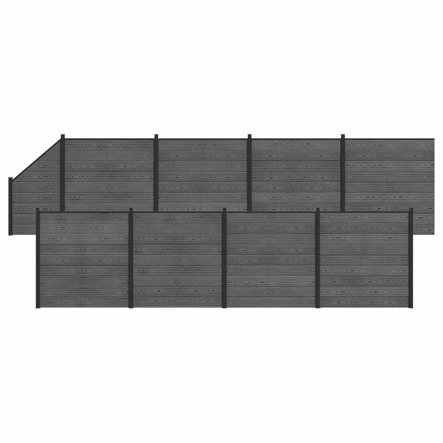 Gjerdeplate 9 pcs WPC og Aluminium Grå