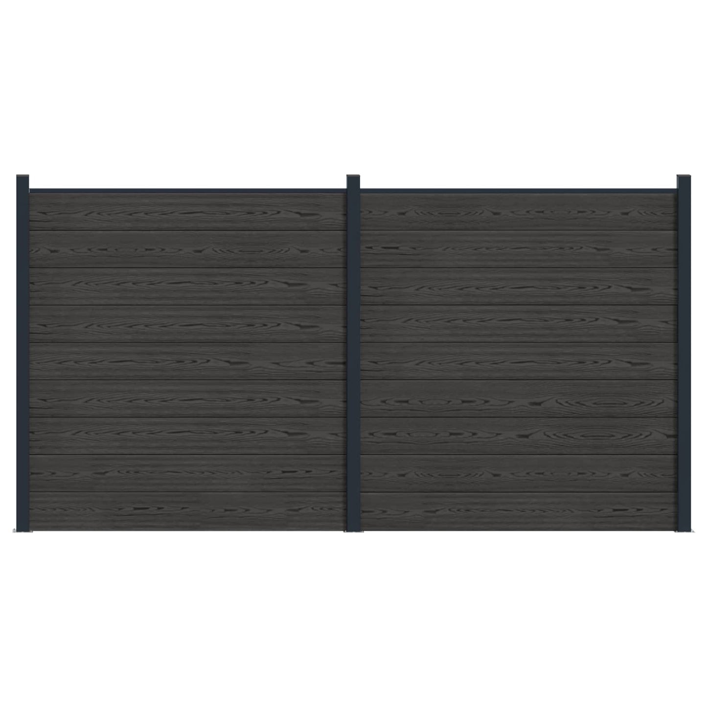 Gjerdeplate 2 pcs WPC og Aluminium Svart