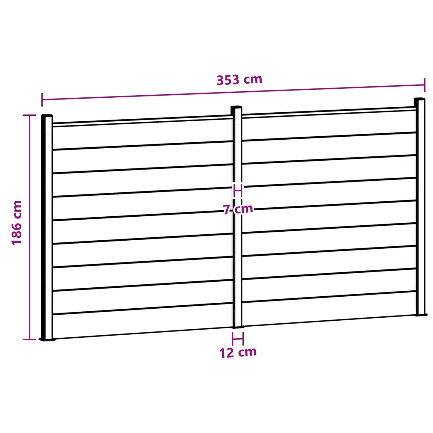 Gjerdeplate 2 pcs WPC og Aluminium Svart