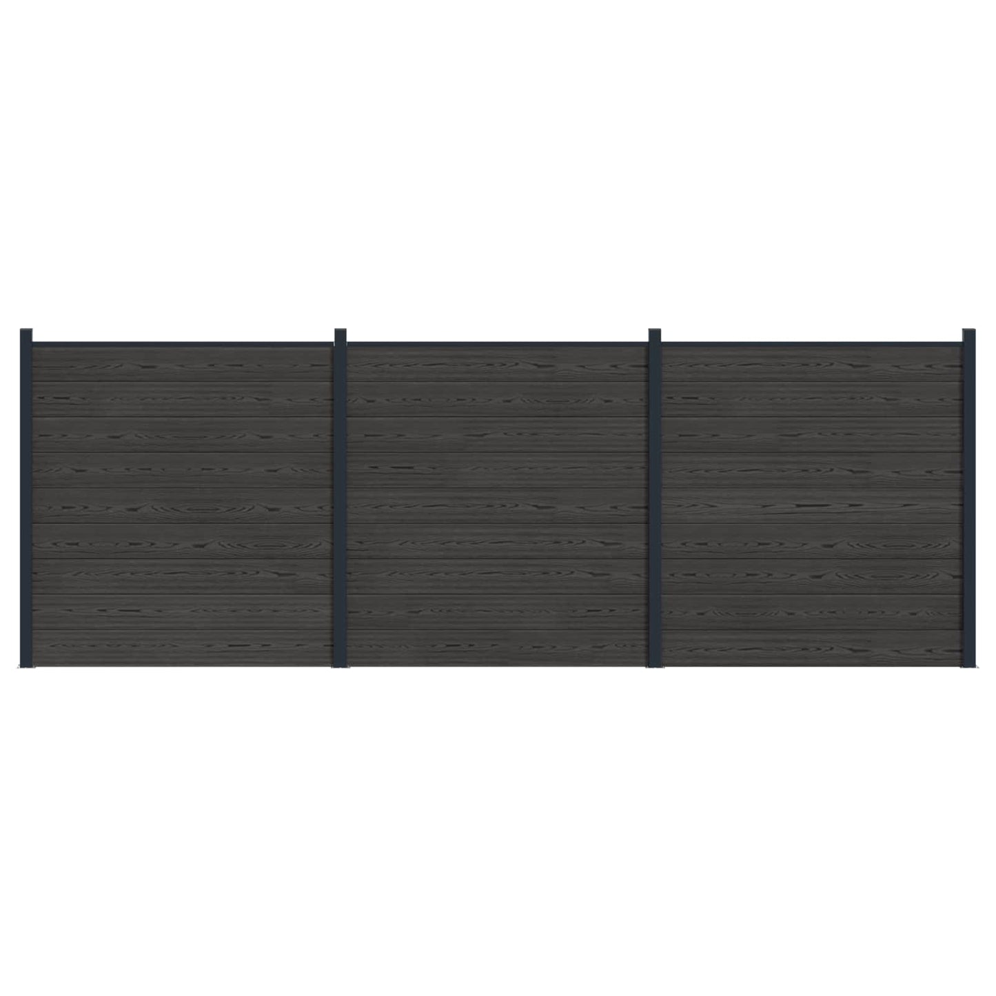 Gjerdeplate 3 pcs WPC og Aluminium Svart