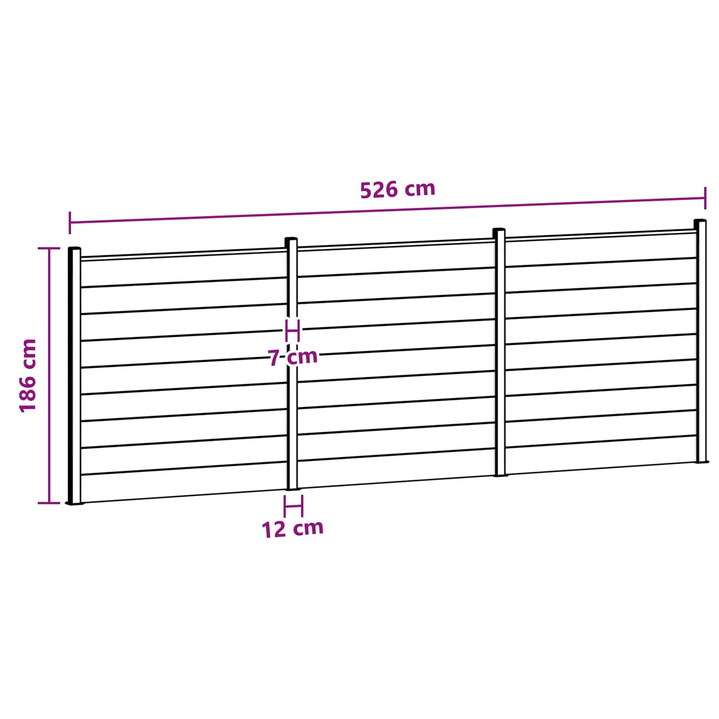Gjerdeplate 3 pcs WPC og Aluminium Svart