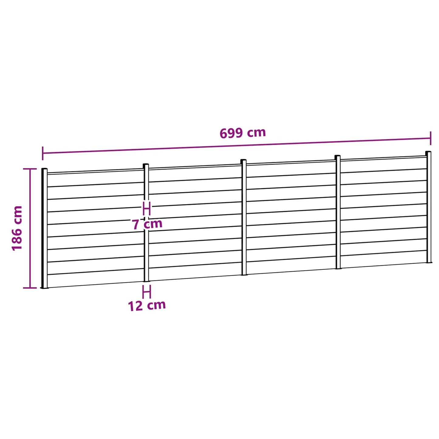 Gjerdeplate 4 pcs WPC og Aluminium Svart
