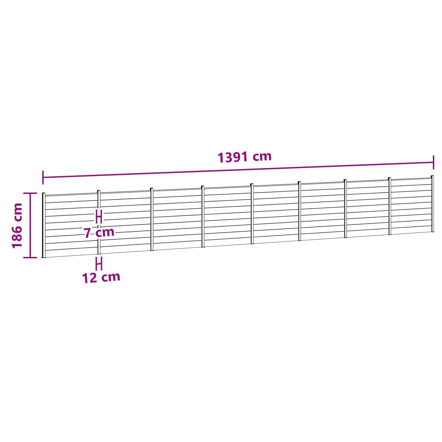 Gjerdeplate 8 pcs WPC og Aluminium Svart