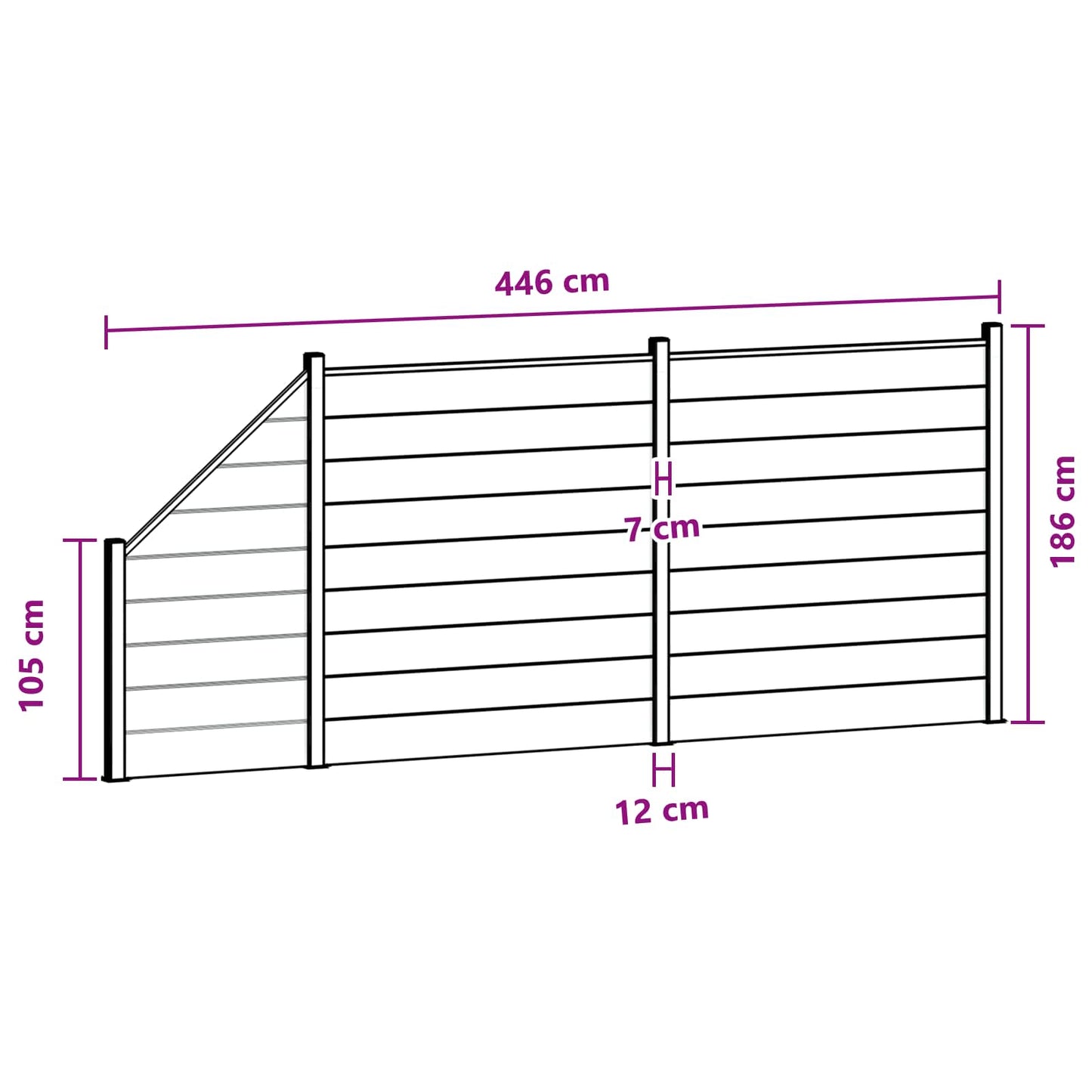 Gjerdeplate 3 pcs WPC og Aluminium Svart