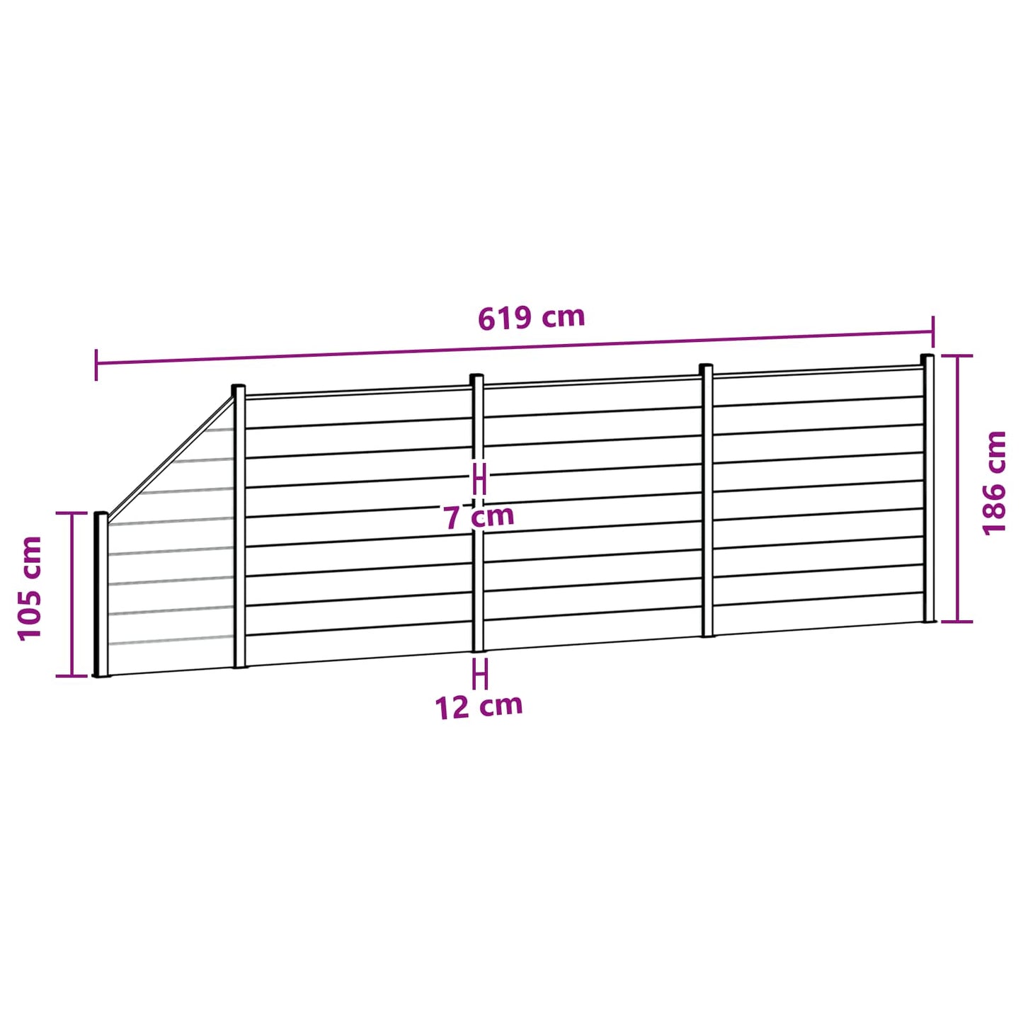 Gjerdeplate 4 pcs WPC og Aluminium Svart