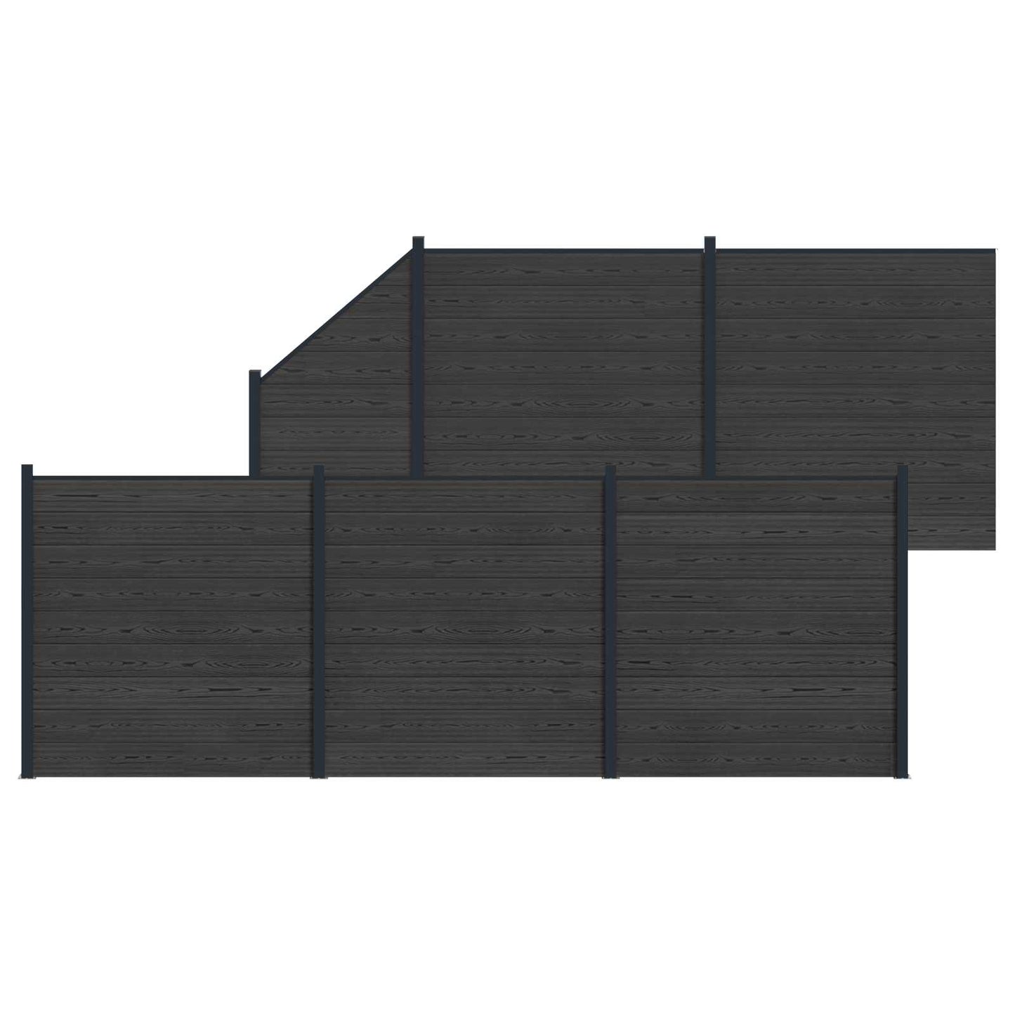 Gjerdeplate 6 pcs WPC og Aluminium Svart