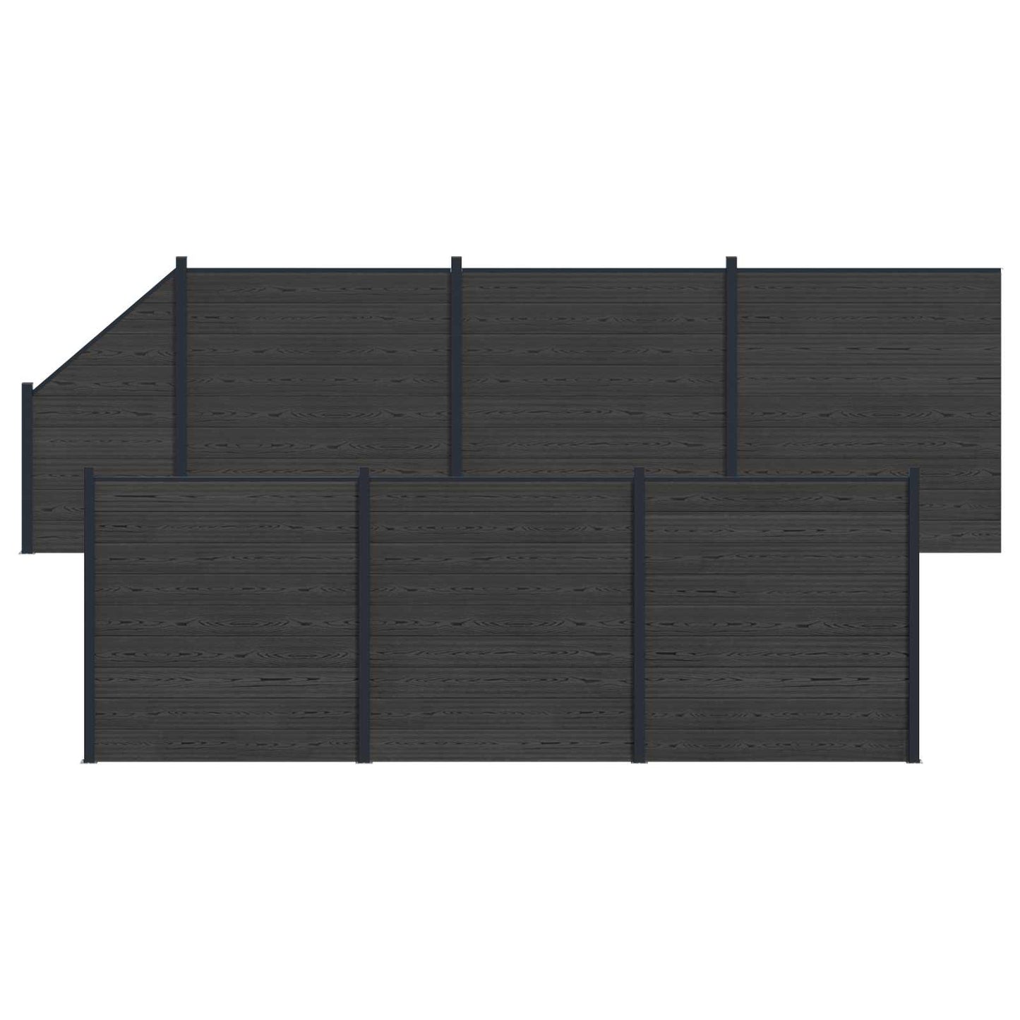 Gjerdeplate 7 pcs WPC og Aluminium Svart