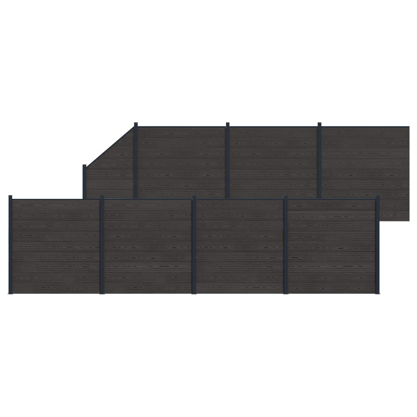 Gjerdeplate 8 pcs WPC og Aluminium Svart