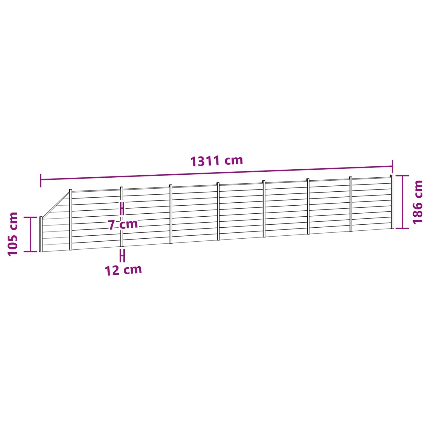 Gjerdeplate 8 pcs WPC og Aluminium Svart