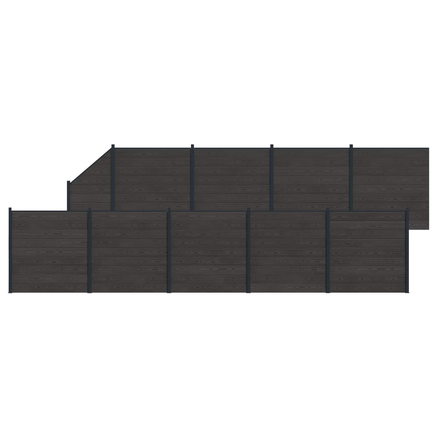 Gjerdeplate 10 pcs WPC og Aluminium Svart