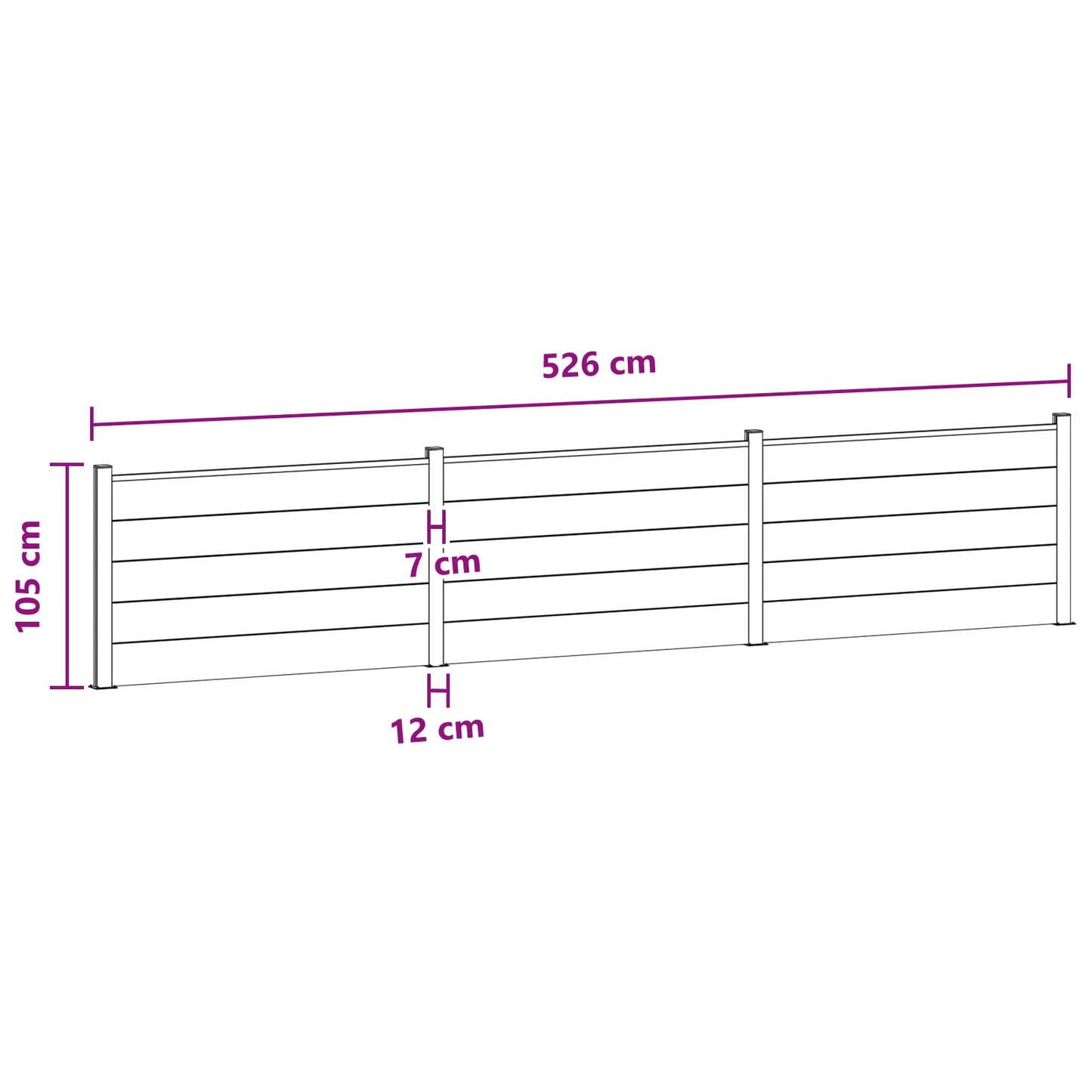 Gjerdeplate 3 pcs WPC og Aluminium Grå