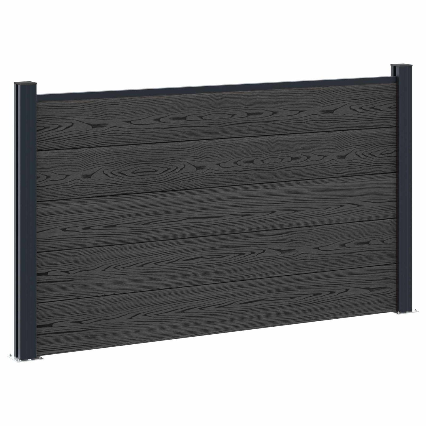 Gjerdeplate 3 pcs WPC og Aluminium Svart