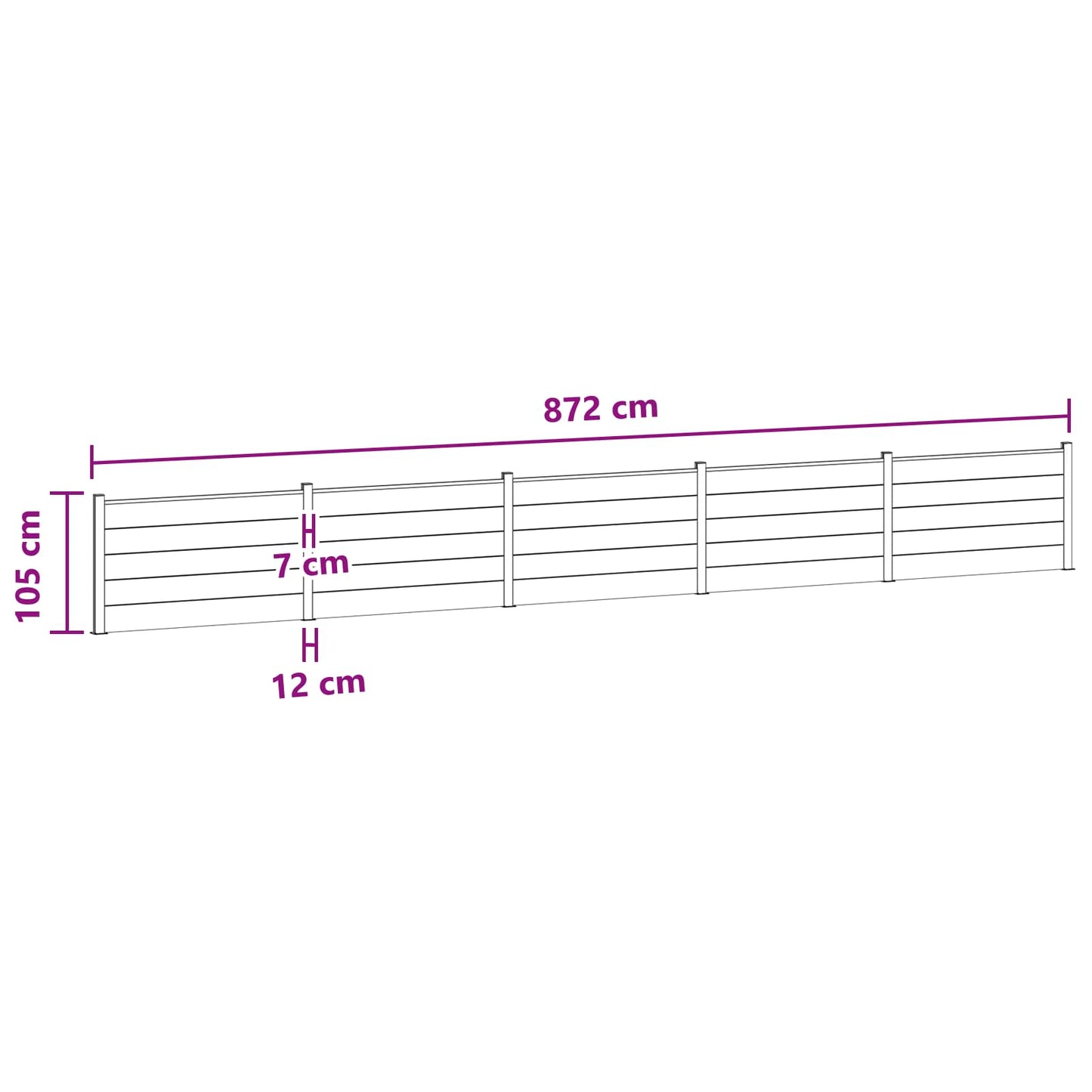 Gjerdeplate 5 pcs WPC og Aluminium Svart