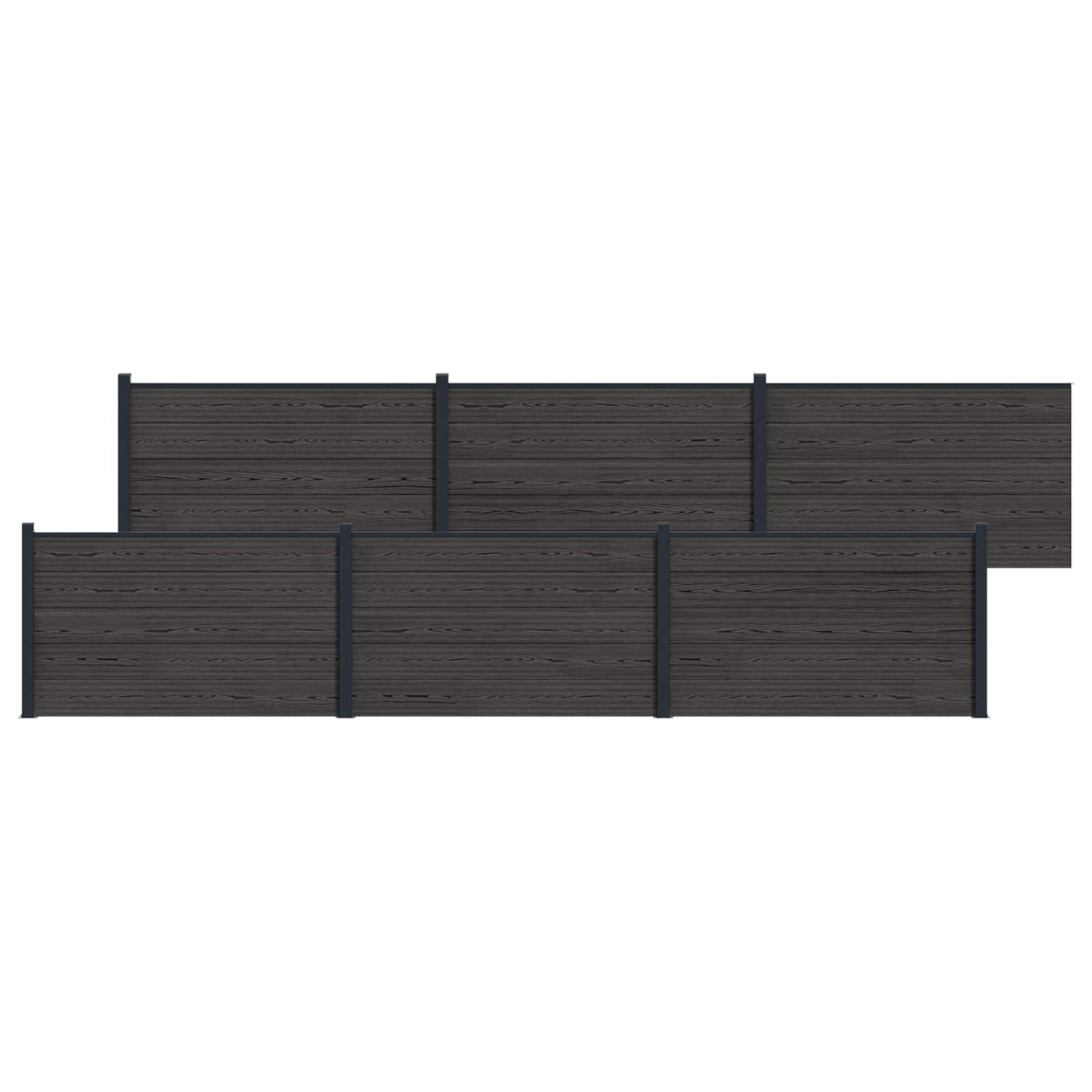 Gjerdeplate 6 pcs WPC og Aluminium Svart
