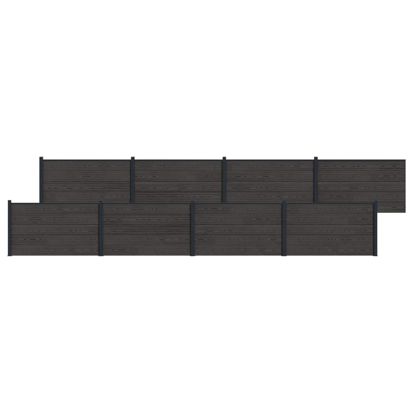 Gjerdeplate 8 pcs WPC og Aluminium Svart