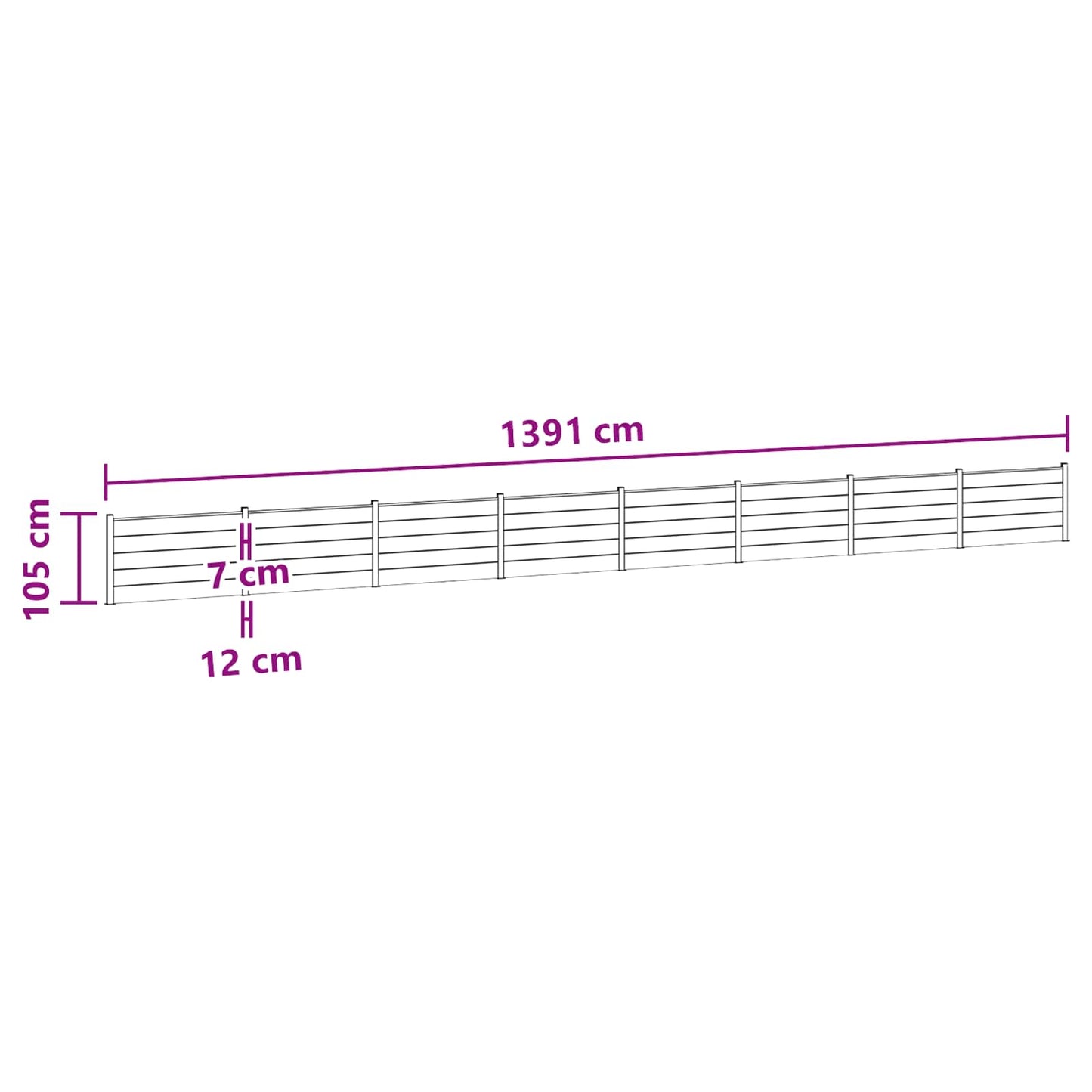 Gjerdeplate 8 pcs WPC og Aluminium Svart