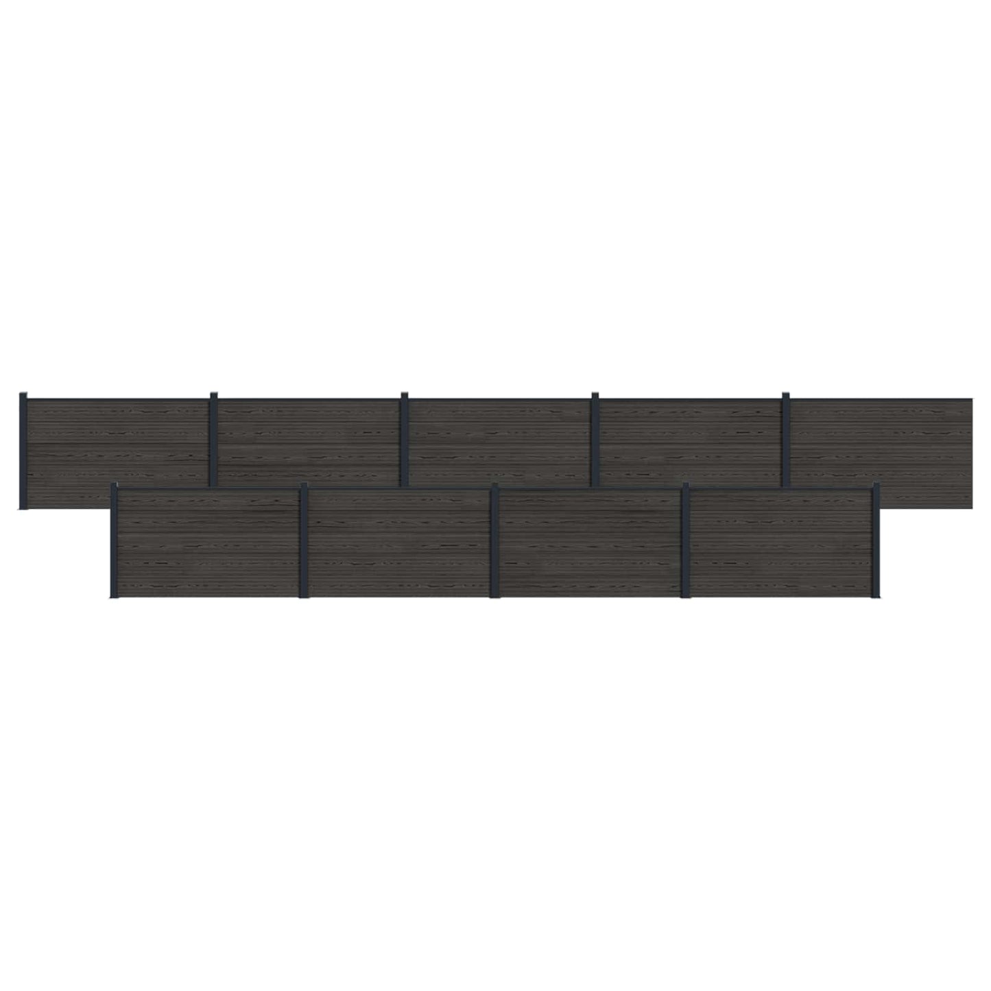 Gjerdeplate 9 pcs WPC og Aluminium Svart