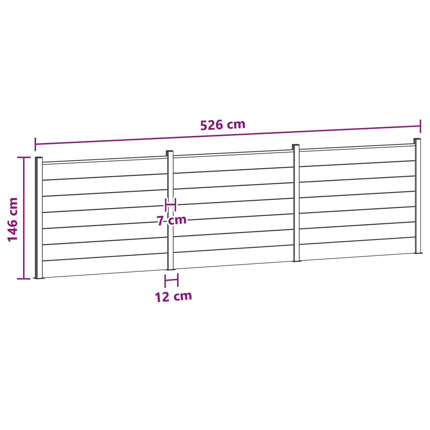 Gjerdeplate 3 pcs WPC og Aluminium Brun