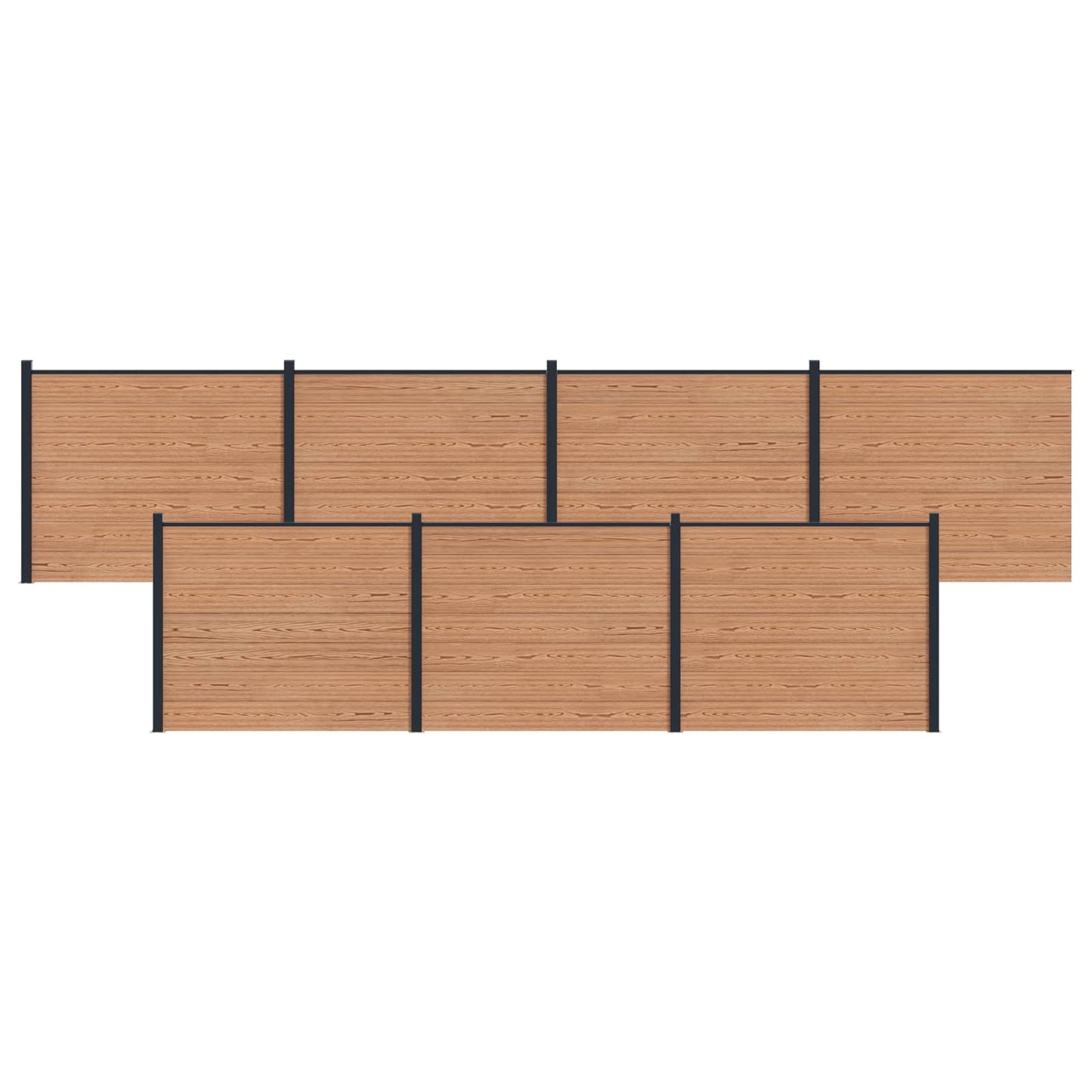 Gjerdeplate 7 pcs WPC og Aluminium Brun