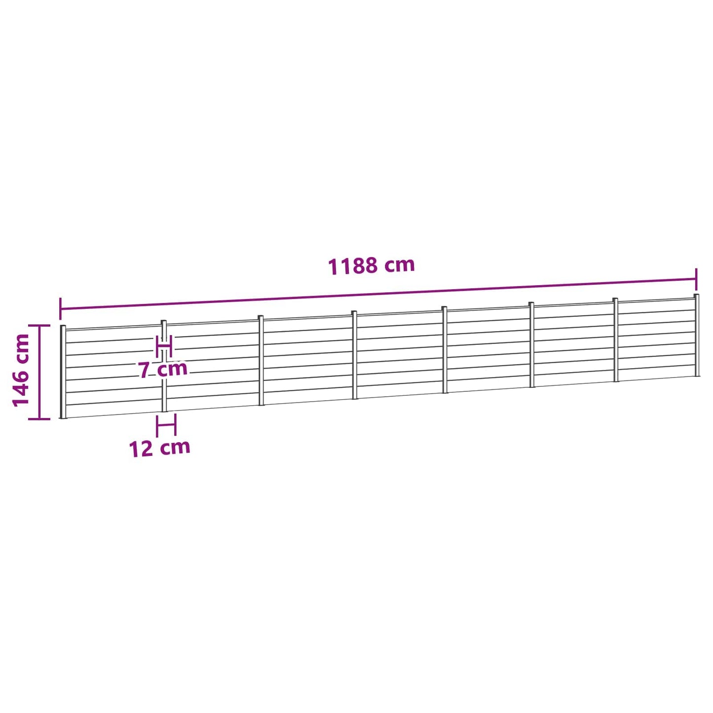 Gjerdeplate 7 pcs WPC og Aluminium Brun