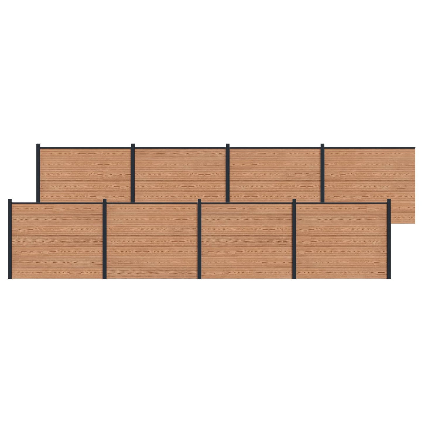 Gjerdeplate 8 pcs WPC og Aluminium Brun