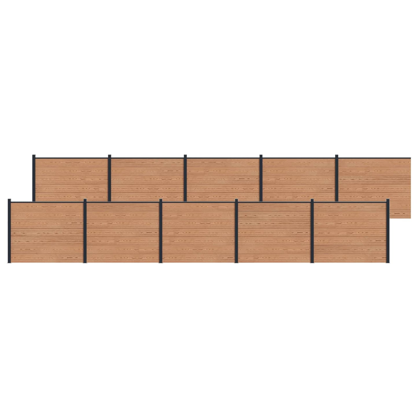 Gjerdeplate 10 pcs WPC og Aluminium Brun