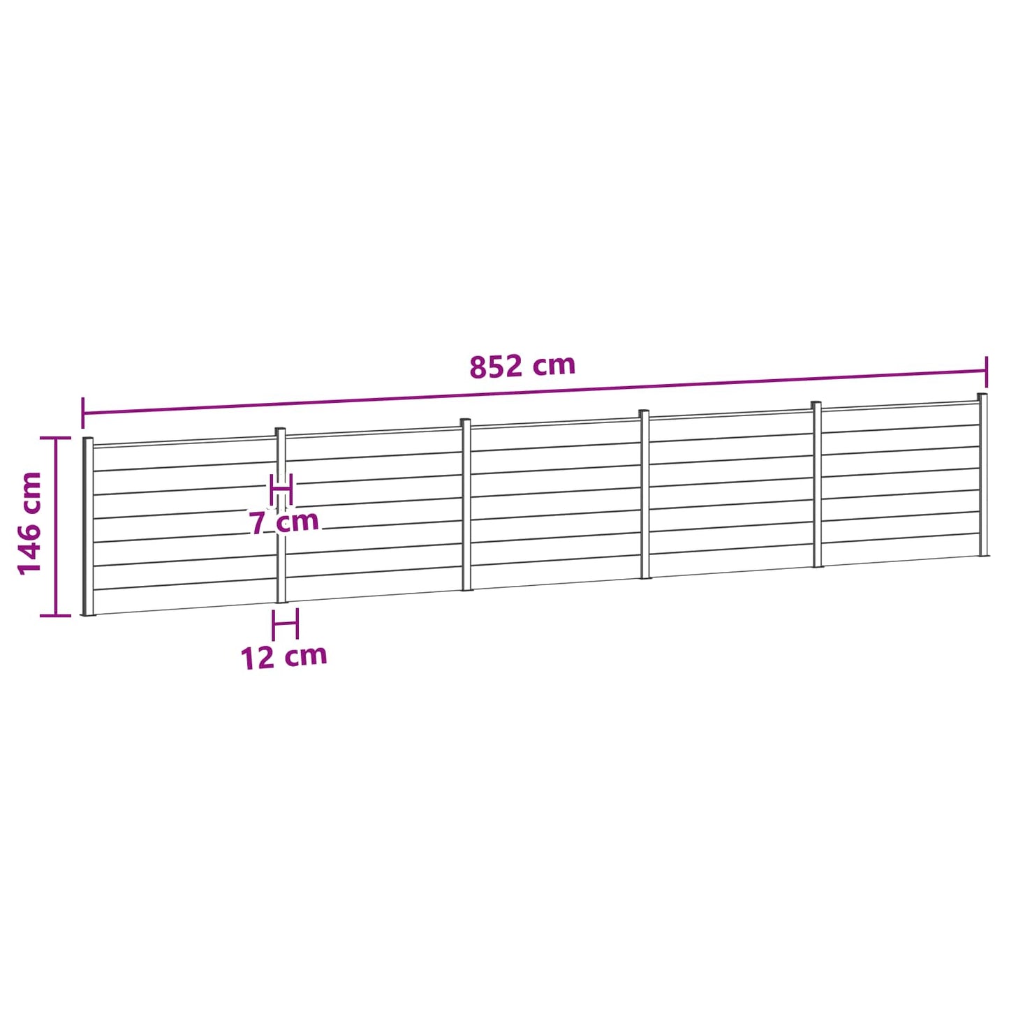 Gjerdeplate 5 pcs WPC og Aluminium Svart