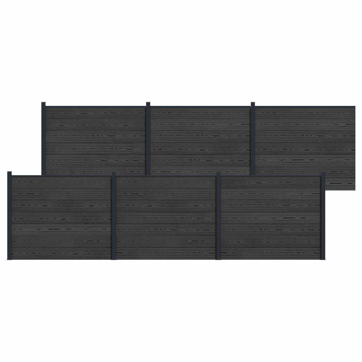 Gjerdeplate 6 pcs WPC og Aluminium Svart