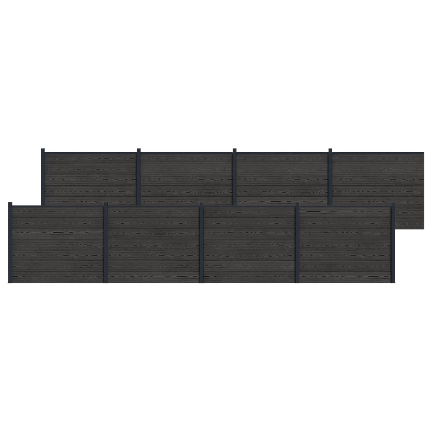 Gjerdeplate 8 pcs WPC og Aluminium Svart