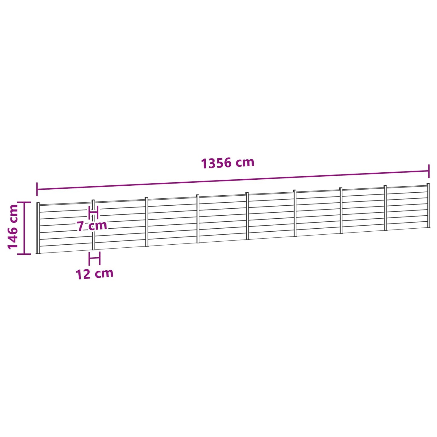 Gjerdeplate 8 pcs WPC og Aluminium Svart