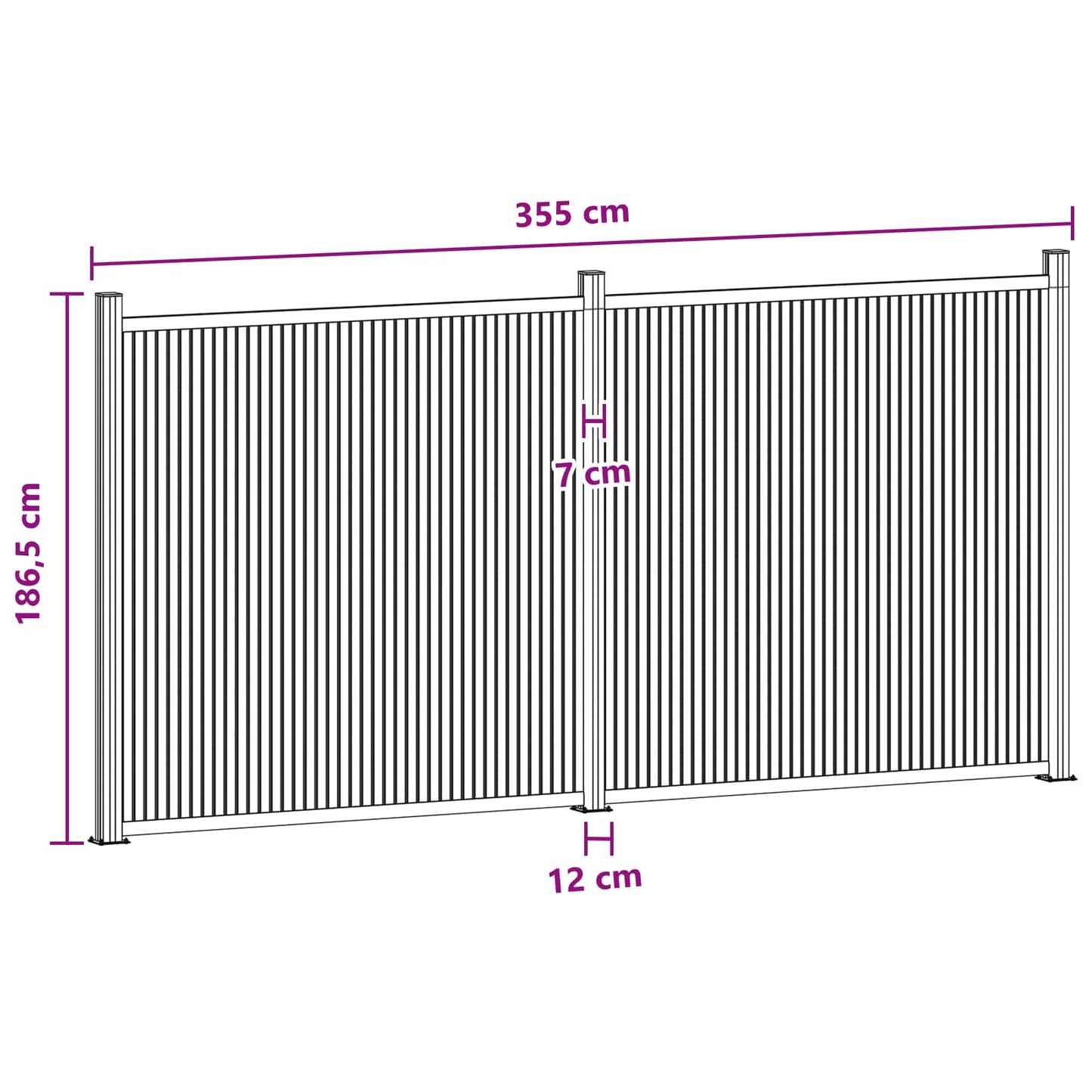 Gjerdeplate 2 pcs WPC og Aluminium Svart