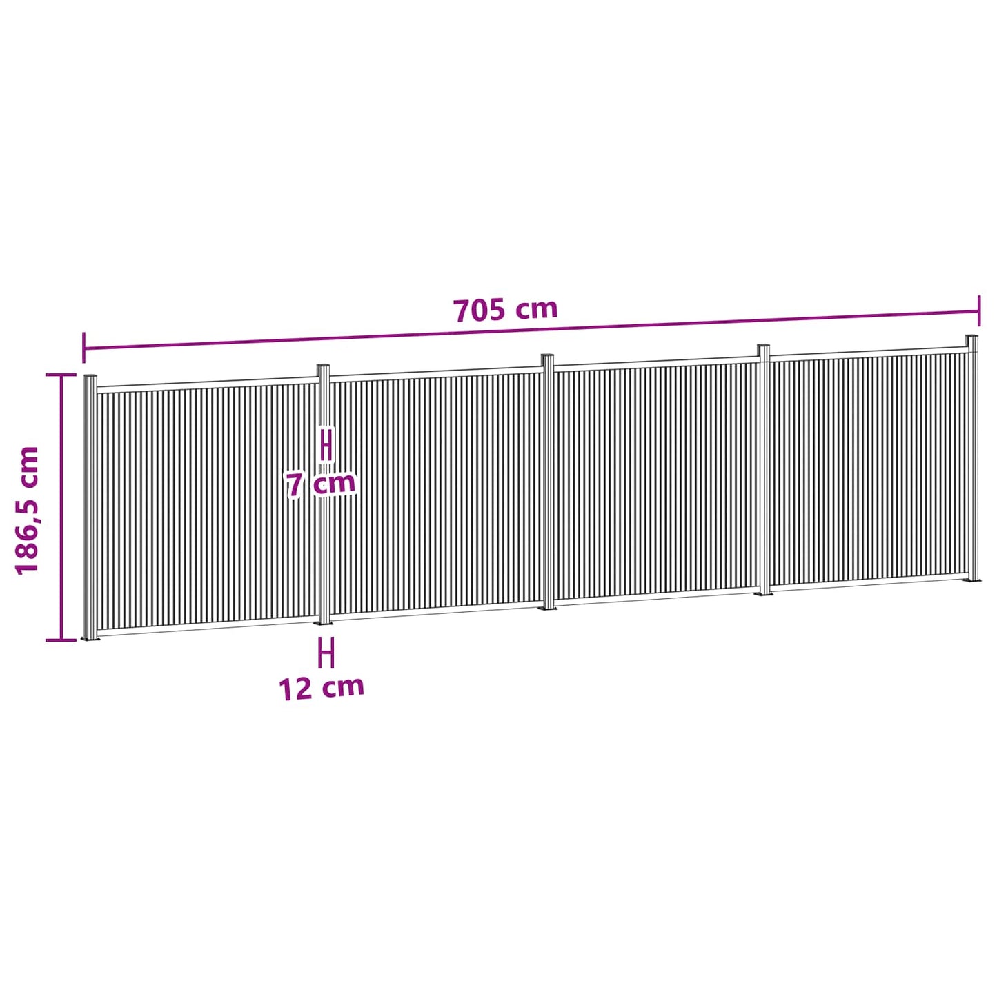 Gjerdeplate 4 pcs WPC og Aluminium Svart