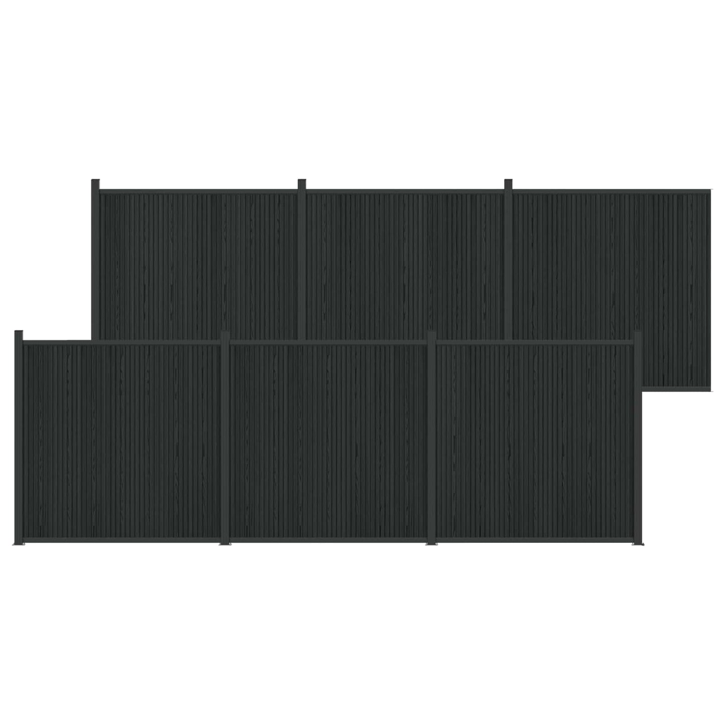 Gjerdeplate 6 pcs WPC og Aluminium Svart