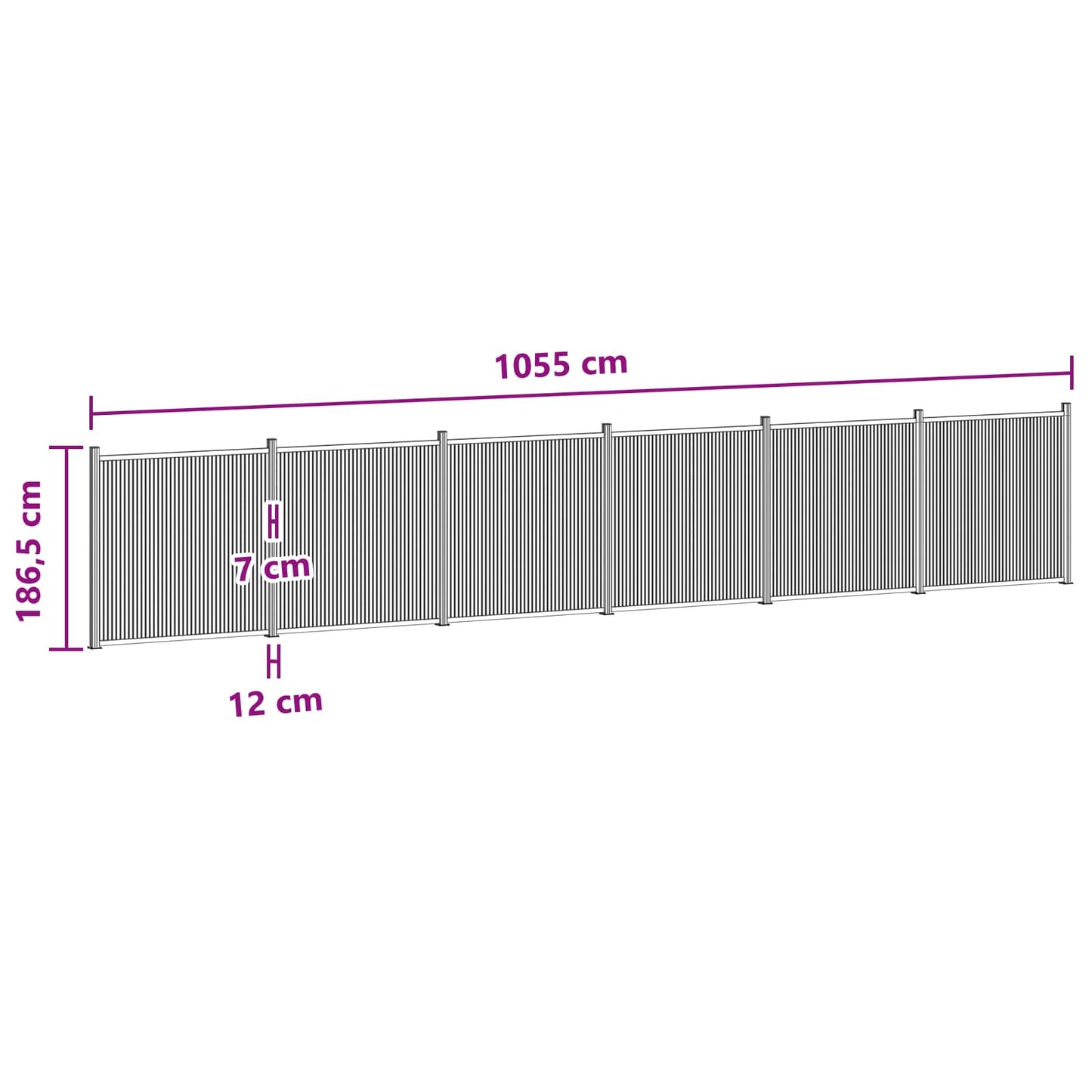 Gjerdeplate 6 pcs WPC og Aluminium Svart