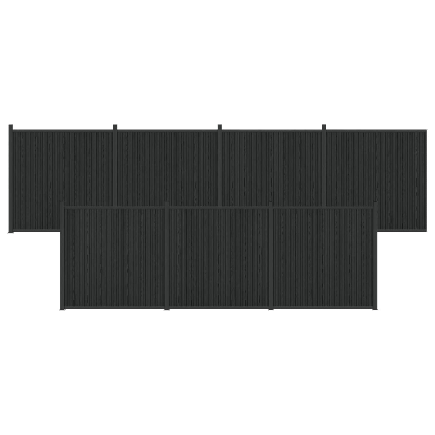 Gjerdeplate 7 pcs WPC og Aluminium Svart