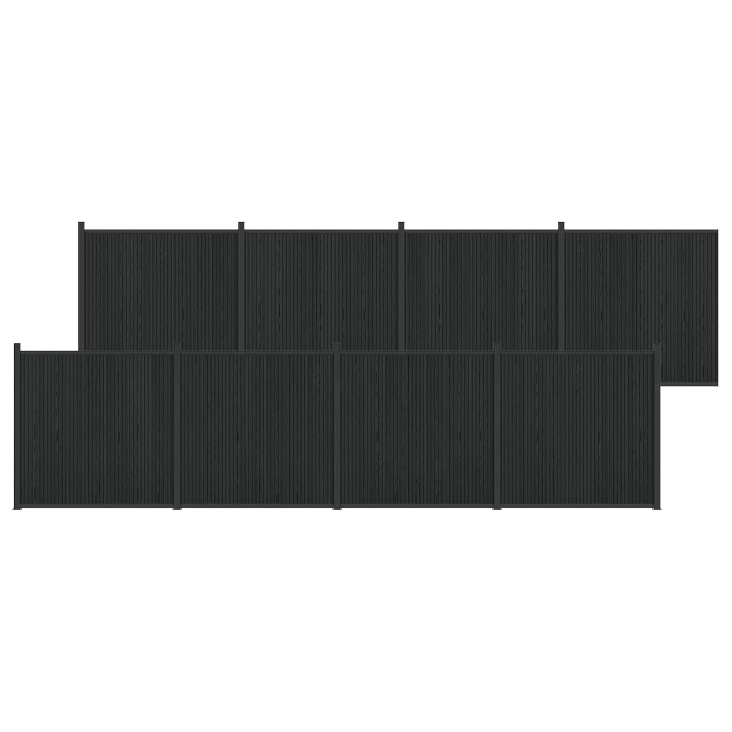 Gjerdeplate 8 pcs WPC og Aluminium Svart