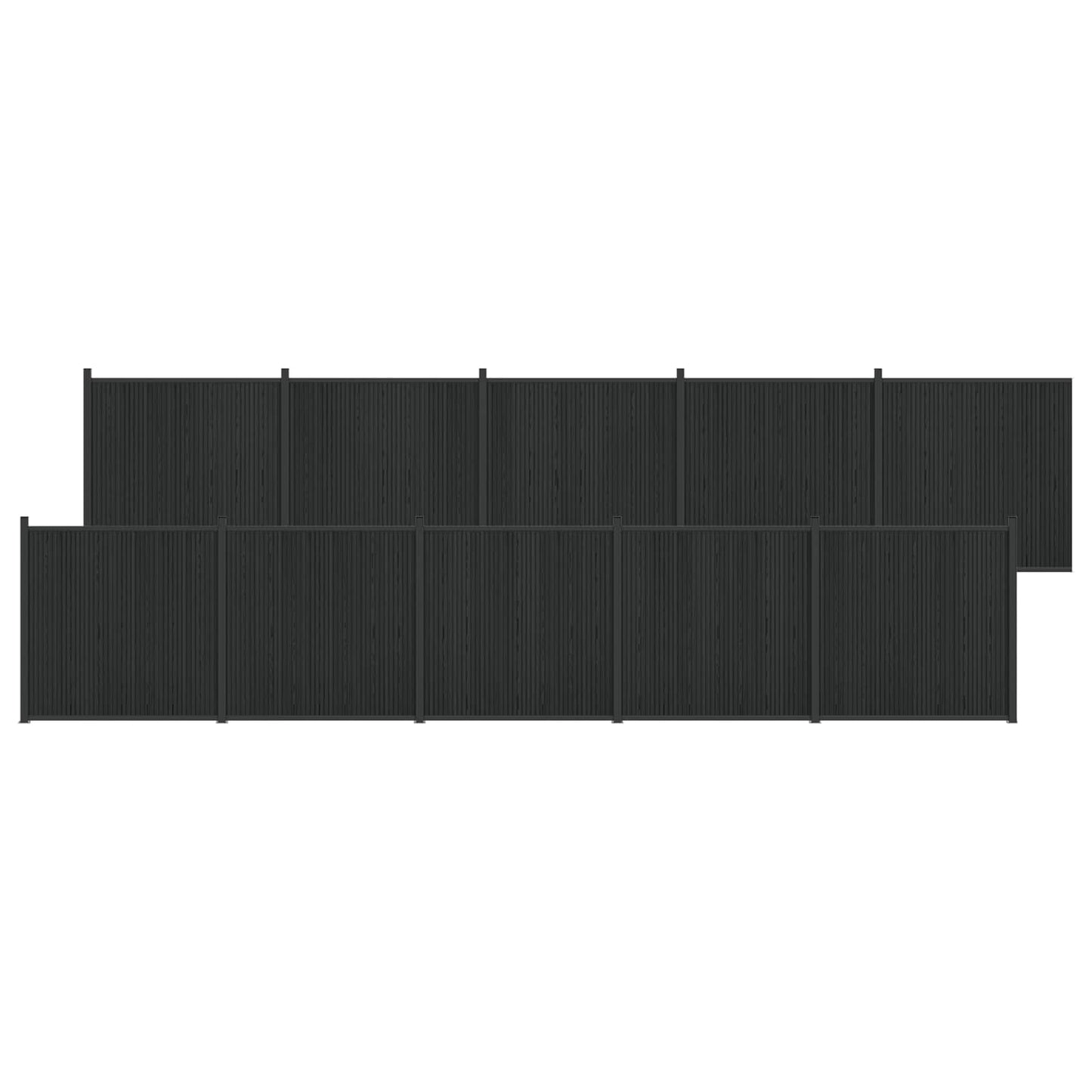 Gjerdeplate 10 pcs WPC og Aluminium Svart