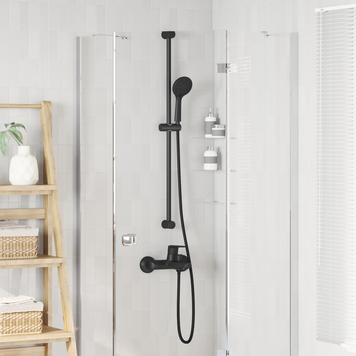 Dusjhode Sett Svart 150 cm Rustfritt stål
