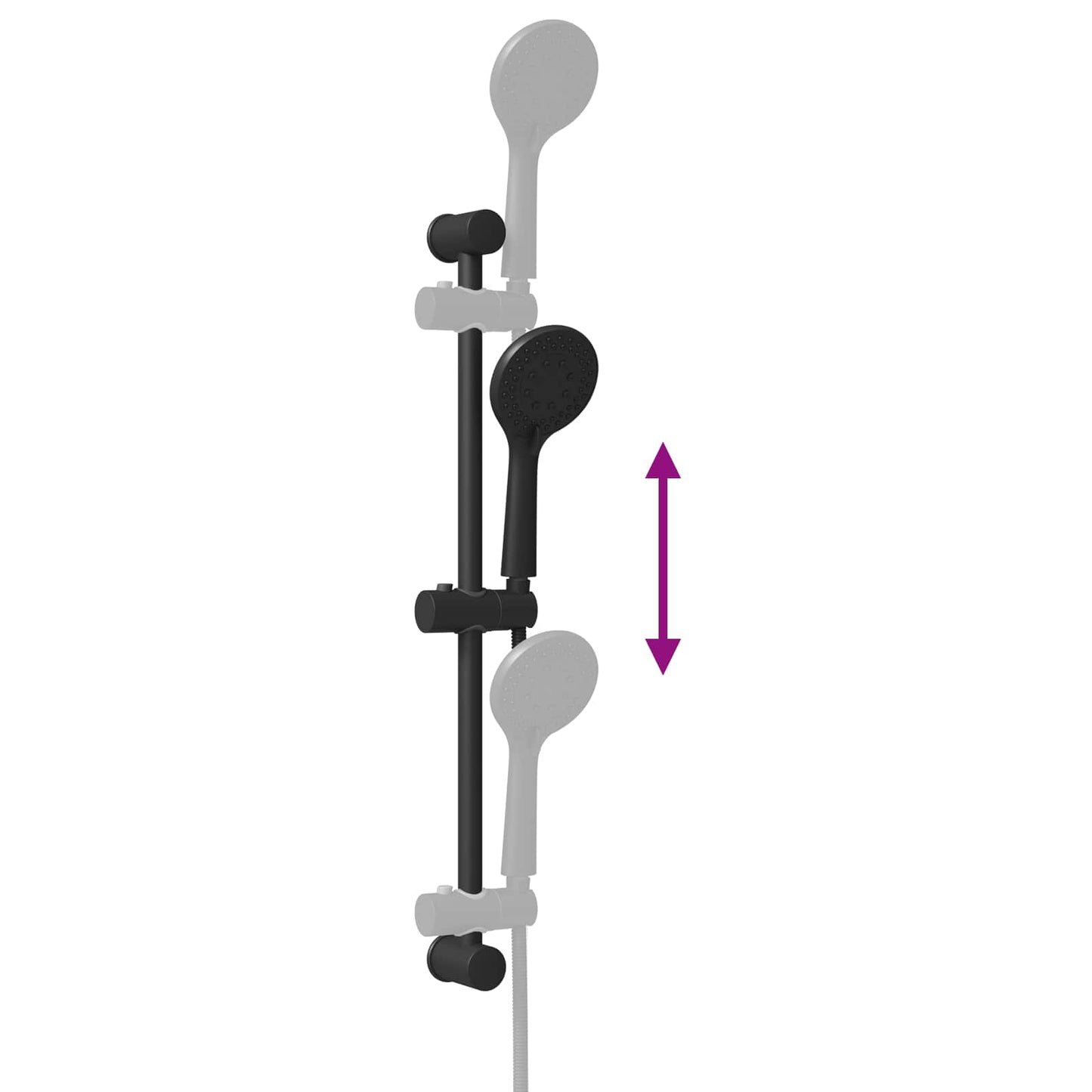 Dusjsystemsett Svart 70 cm Rustfritt stål