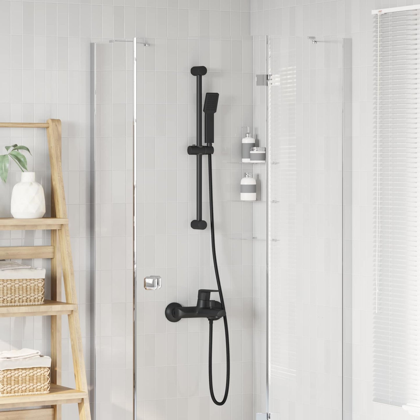 Dusjsystemsett Svart 70 cm Rustfritt stål