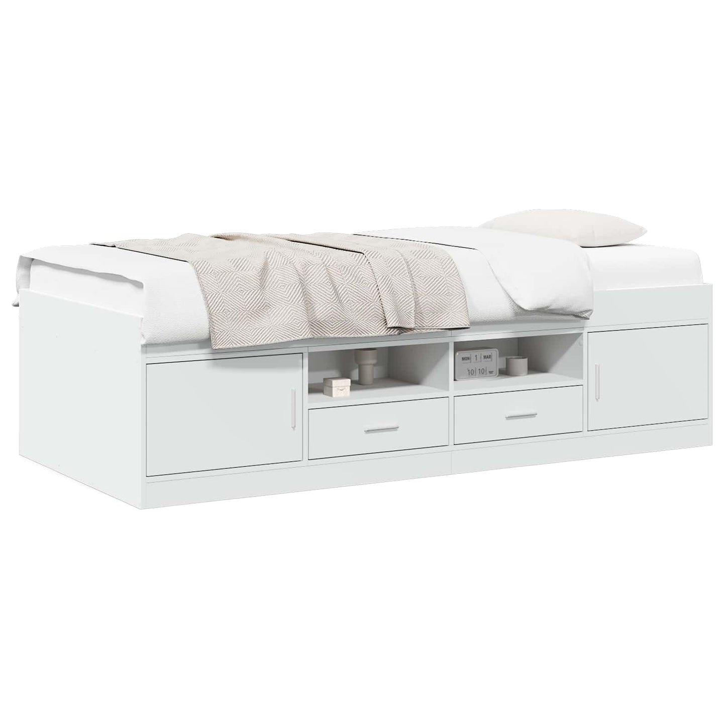 Sengeramme med oppbevaring Hvit 80 x 200 cm Konstruert tre
