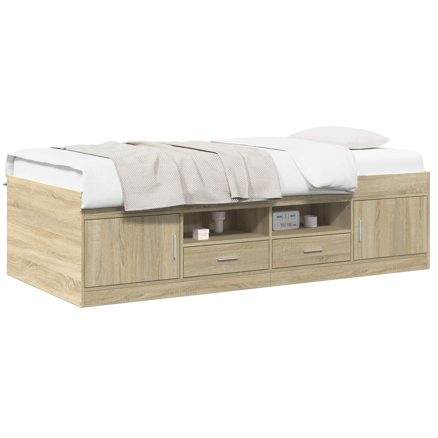 Sengeramme med oppbevaring med skuff Sonoma eik 80 x 200 cm