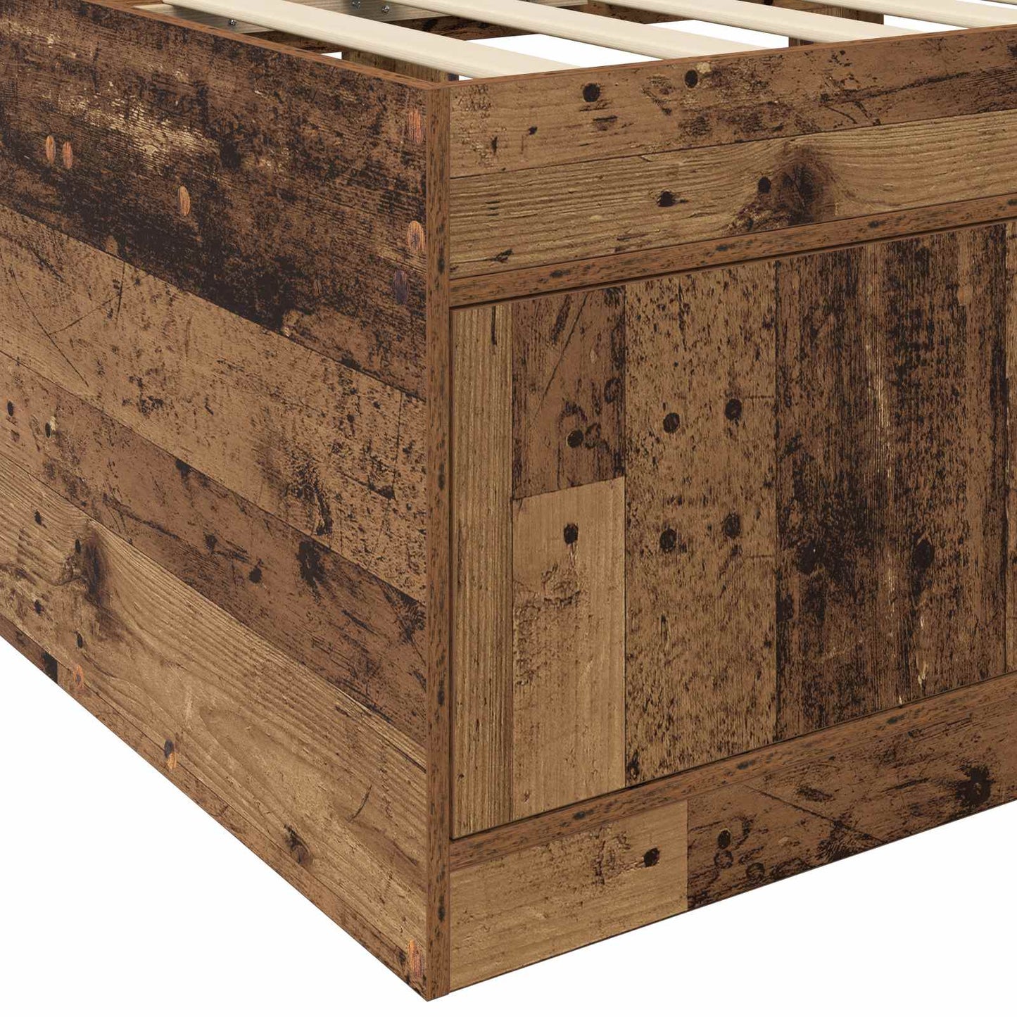 Sengeramme med oppbevaring med skuff Gammelt tre 80 x 200 cm