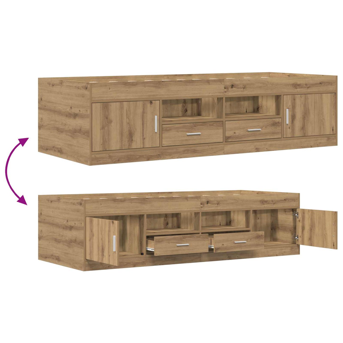 Sengeramme med oppbevaring med skuff Artisan eik 80 x 200 cm
