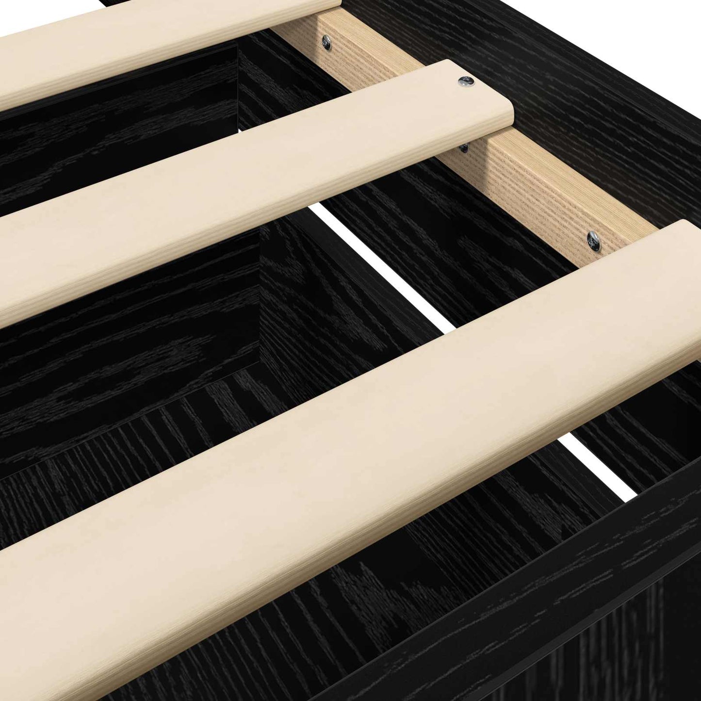 Sengeramme med oppbevaring Svart eik 80 x 200 cm Konstruert tre